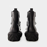 Tractor Lace-Up Ankle Boots - Off White - Leather - Black