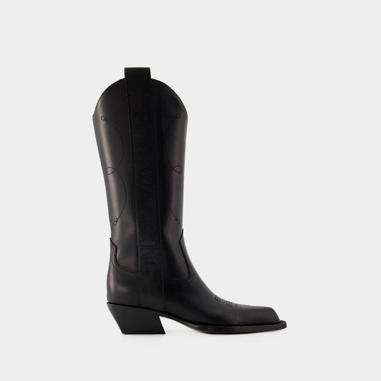 For Walking Boots - Off White - Leather - Black