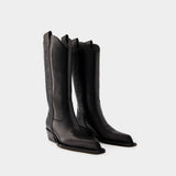 For Walking Boots - Off White - Leather - Black