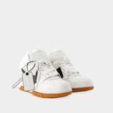 Out Of Office Mid Top Sneakers - Off White - Leather - White/Black