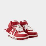 Out Of Office Mid Top Sneakers - Off White - Leather - White/Red