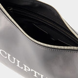 Block Quote Bag - Off White - Leather - Black/ Silver