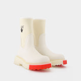 New Rainboot Sponge White Red Boots