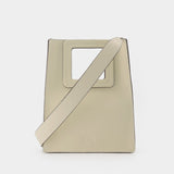 Shirley Tall Leather Tote Bag in Cream Leather