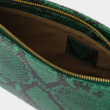 Curve Bag in Green Snake-Embossed Leather