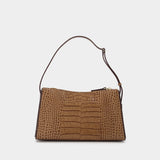 Prism Bag in Brown Croc-Embossed Leather
