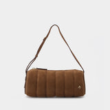 Padded Cylinder Bag in Brown Leather