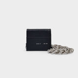 Bifold Wallet On Chain In Black Pebble Leather