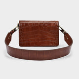 Shoulder Hobo Bag - Chylak - Caramel Glossy - Croc Embossed Leather