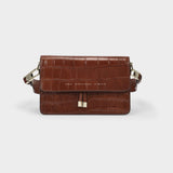 Shoulder Hobo Bag - Chylak - Caramel Glossy - Croc Embossed Leather