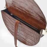 Saddle Hobo Bag - Chylak - Caramel Glossy - Croc Embossed Leather