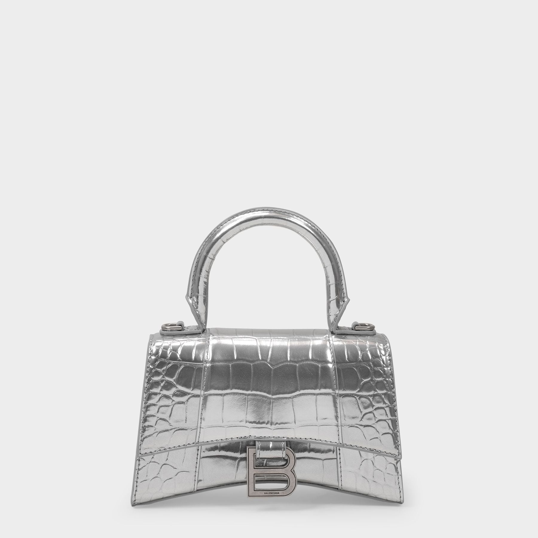 Luxury clutch bag - Balenciaga clutch bag in silver crocodile