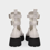 Platform Shoes in White Leather