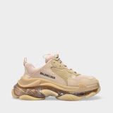 Triple S Clear Sole Sneaker in Nude Fabric