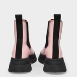 Creepers Ankle Boots in Pink Leather