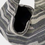 Crystal Mesh Armpit Hobo Bag - Kara - Black Stripes - Strass
