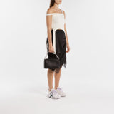 Block Pouch Hobo Bag - Off White - Black/White - Leather