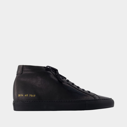 Achilles Mid Premium Sneakers - COMMON PROJECTS - Leather - Black