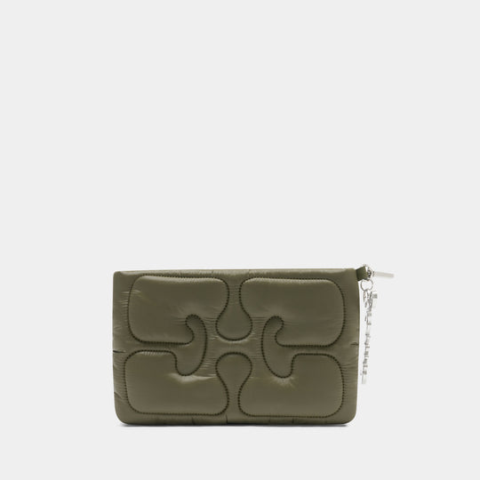 Quilted clutch bag - Ganni - Synthetic - Green