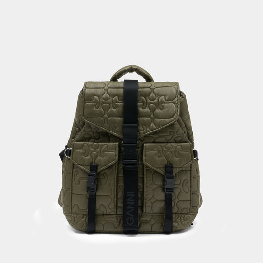 Re Tech Quilted Backpack - Ganni - Synthetic - Green