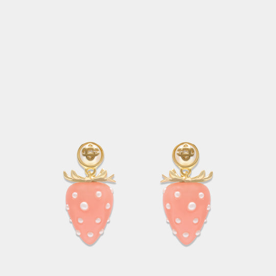 Strawberry Earrings - Casablanca - Metal - Pink