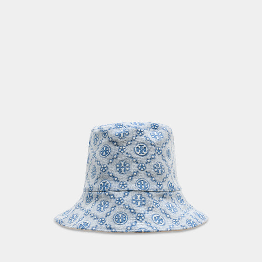 T-Monogram Bucket Hat - Tory Burch - Cotton - Blue