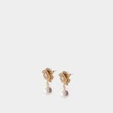 Mini Flower Pearl Earrings - SELF PORTRAIT - Metal - Gold