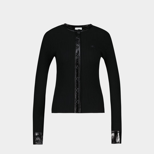Contrasted Cardigan - Courreges - Wool - Black
