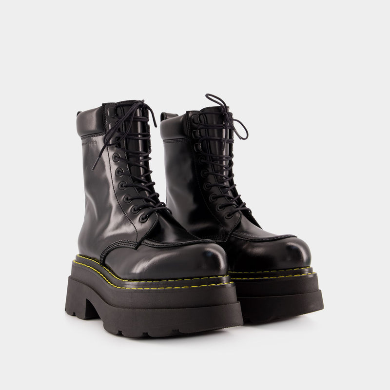 Atlas Lace Up Platform Boots - Alexander Wang - Leather - Black