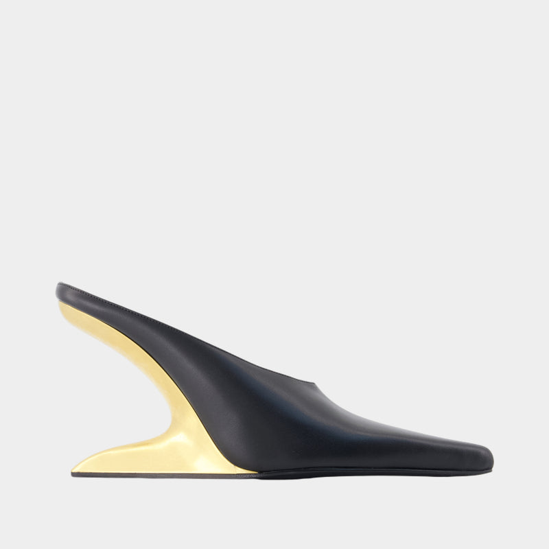 Boomerang 105mm Wedge Slides - Alexander Wang - Leather - Black