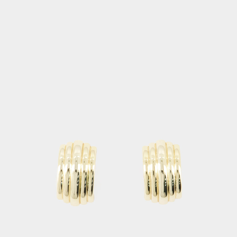 Chunky Ribbed Earrings - ANINE BING - Metal - Gold