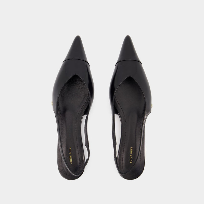 Elena Slingback Flats - ANINE BING - Calfskin - Black