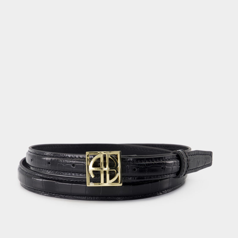 Monogram Belt - ANINE BING - Leather - Black