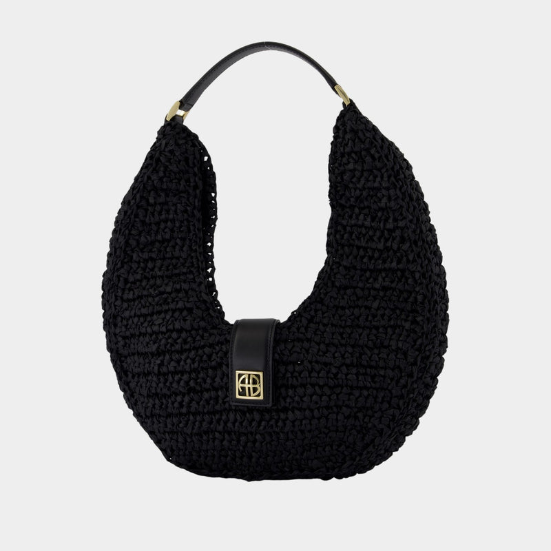 Lou Monogram Shoulder Bag Black - ANINE BING - Canvas - Black