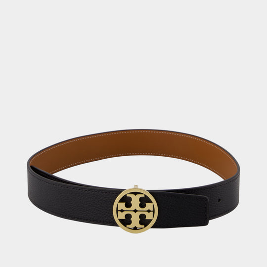 1.5" Miller Reversible Belt - Tory Burch - Leather - Black