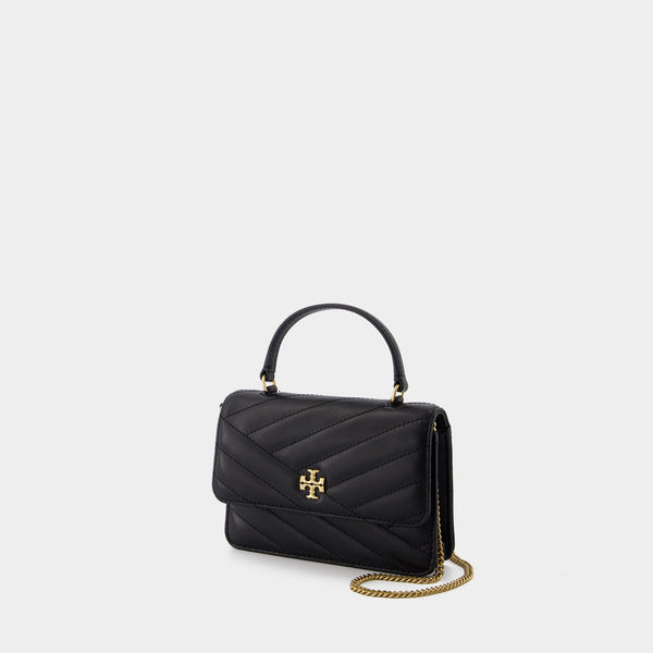 Kira Chevron Mini Top Handle Wallet On Chain - Tory Burch - Leather - Black