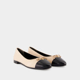 Cap Toe Ballerinas - Tory Burch - Leather - Pink