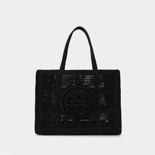 Ella Large Shopper Bag - Tory Burch - Raffia - Black