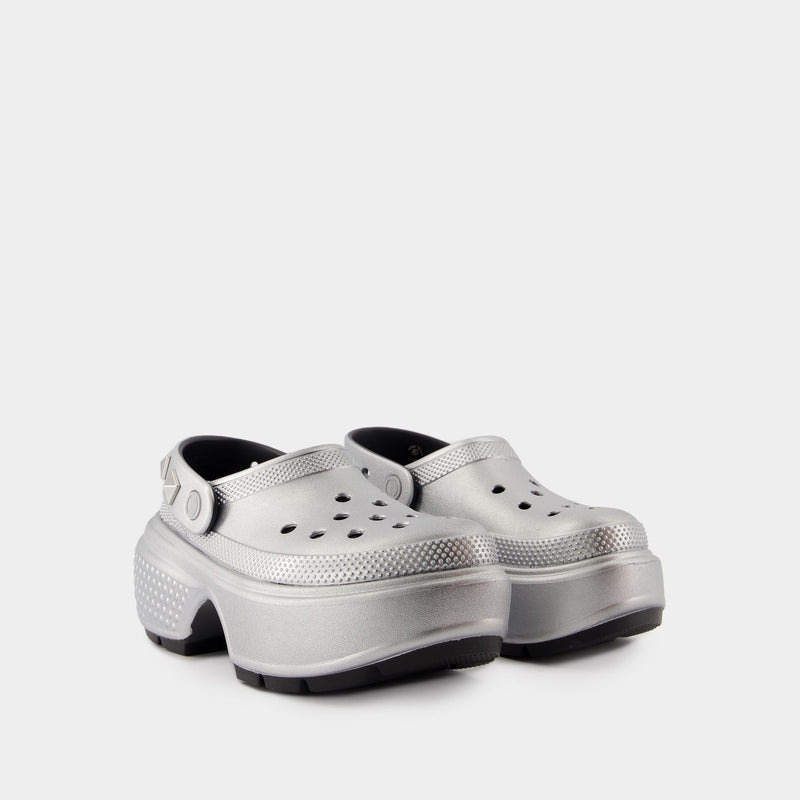 Stomp Sandals - Crocs - Synthetic - Silver