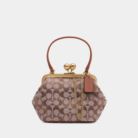 Crystal Signature Kisslock Crossbody - Coach - Leather - Brown