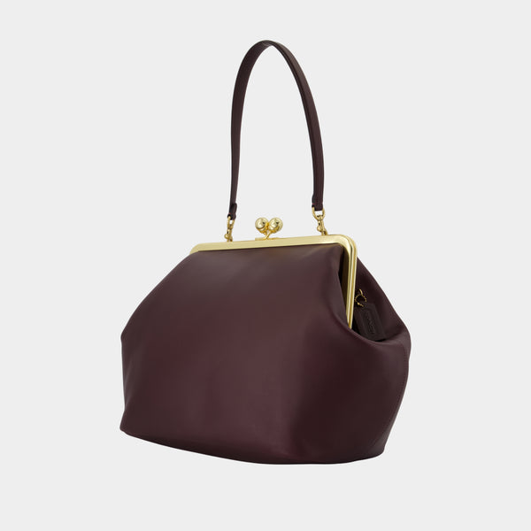 Large Kisslock  Pouch - Coach - Leather - Burgundy