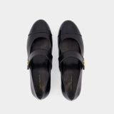 Cap Toe Mary Jane Ballerinas - Tory Burch - Leather - Black