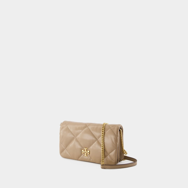 Kira Diamond Wallet On Chain - Tory Burch - Leather - Beige