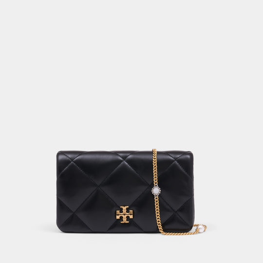 Kira Diamond Quilt Charm Crossbody - Tory Burch - Leather - Black