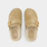 Mellow Shearling Mules - Tory Burch - Wool - Brown