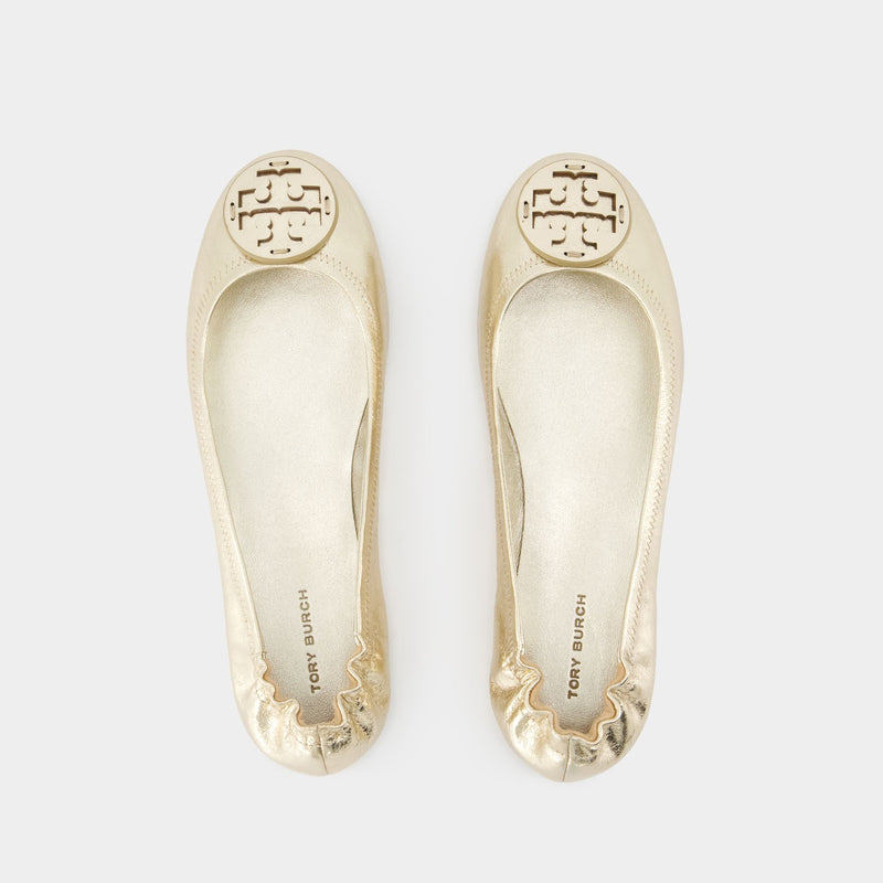 Minnie Travel Ballerinas - Tory Burch - Leather - Gold