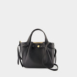 Romy Pebbled Satchel Purse - Tory Burch - Leather - Black