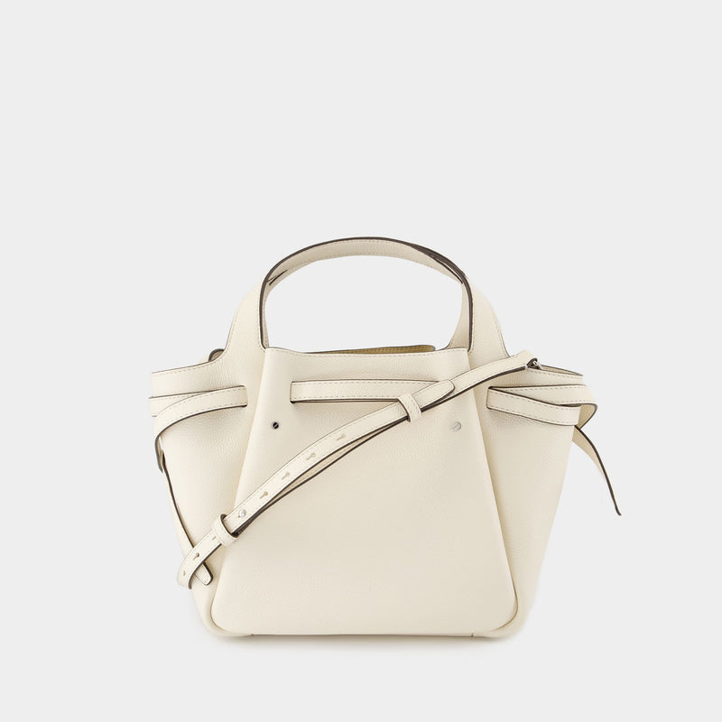 Romy Pebbled Satchel Purse - Tory Burch - Leather - White