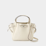 Romy Pebbled Satchel Purse - Tory Burch - Leather - White