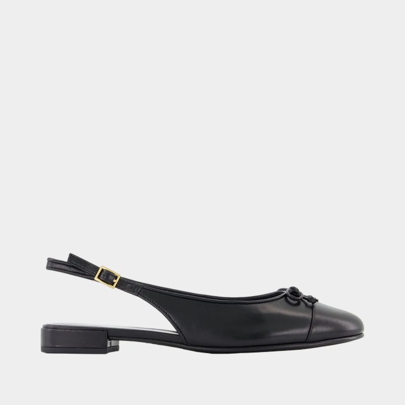 Cap Toe Slingbacks - Tory Burch - Leather - Black